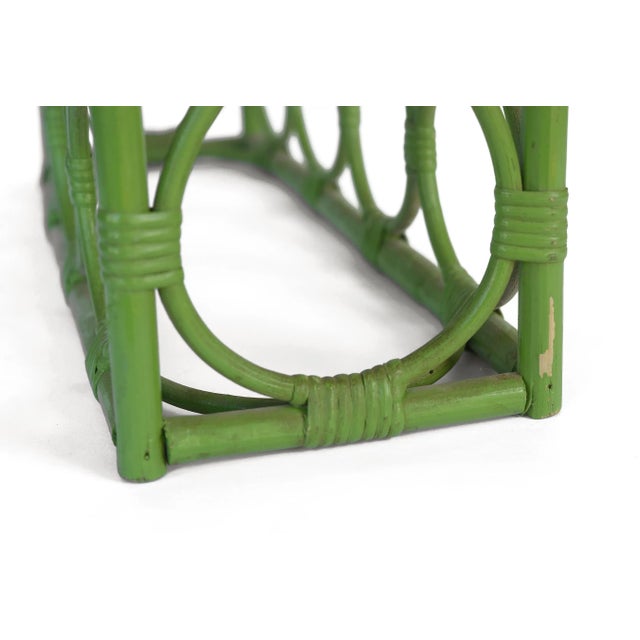 Vintage 1970s Boho Green Rattan 12-Bottle Wine Rack For Sale - Image 11 of 13