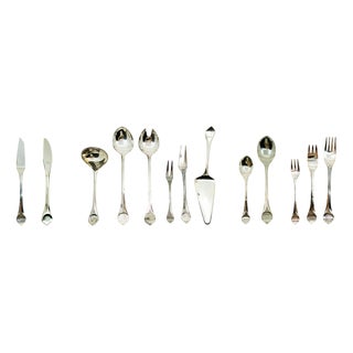 Six-Person Silver Plated Metal Lotus Cutlery Set by Wiinblad & Hansen for Rosenthal Studio Linie, 1960s, Set of 48 For Sale
