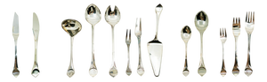 Six-Person Silver Plated Metal Lotus Cutlery Set by Wiinblad & Hansen for Rosenthal Studio Linie, 1960s, Set of 48