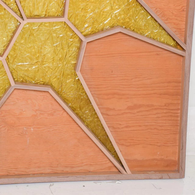 Mexican 1960s Modern Sunburst Custom Room Divider Screen Wood Door Panel For Sale - Image 3 of 14