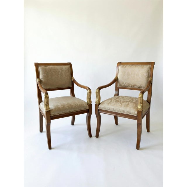 Traditional 19th Century French Empire Style Armchairs With Gilt Detailing, a Pair For Sale - Image 3 of 3
