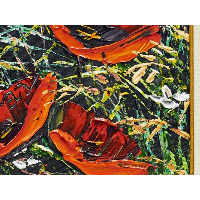Maya Eventov Untitled Oil Flower Canvas With Beautiful Custom Frame For Sale - Image 9 of 9