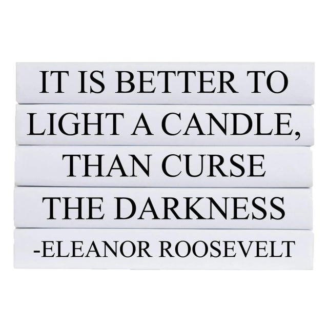 Modern Decorative Books - Quote Book Stack - "Better to Light a Candle" For Sale - Image 3 of 3