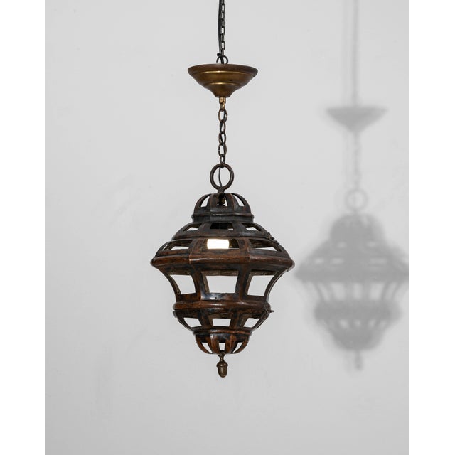 Metal 1900s French Copper Pendant Lantern With Openwork Dome Design For Sale - Image 7 of 18