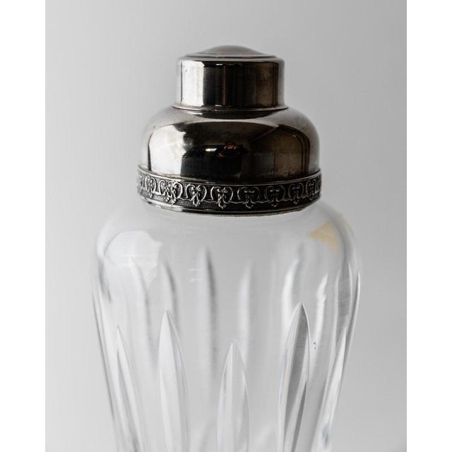 American Vintage Silver Plated Crystal Glass Cocktail Shaker by RCR Italy, 1950s For Sale - Image 3 of 11