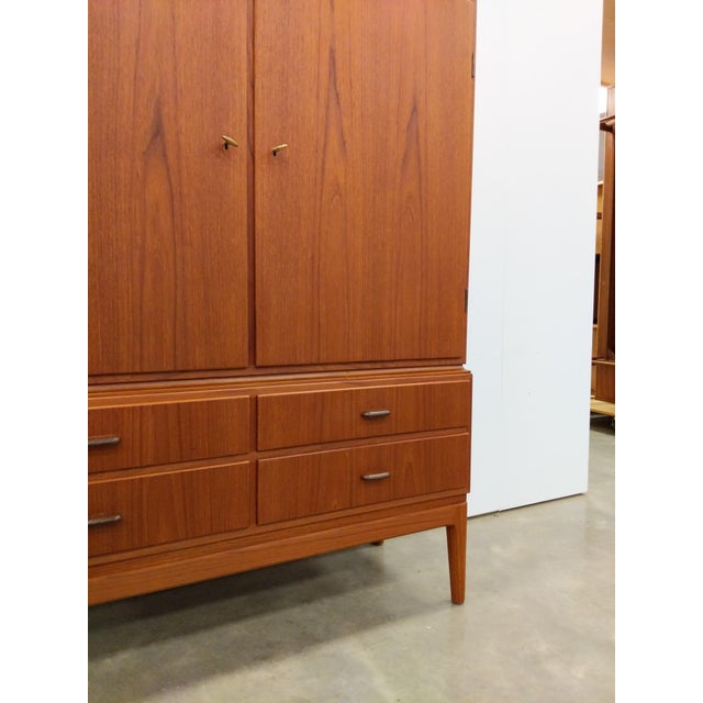 Wood Vintage Danish Modern Teak Wardrobe / Cabinet For Sale - Image 7 of 7