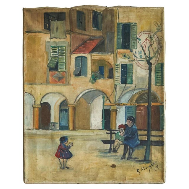 Fritz Stäge, Village Green, Oil on Canvas, 1928 For Sale - Image 12 of 12