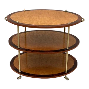 Mahogany & Burlwood 3 Tier Serving Cart
