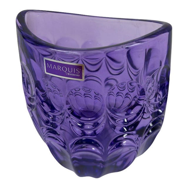 Marquis by Waterford Purple Crystal Cut Glass Vase – Contemporary For Sale