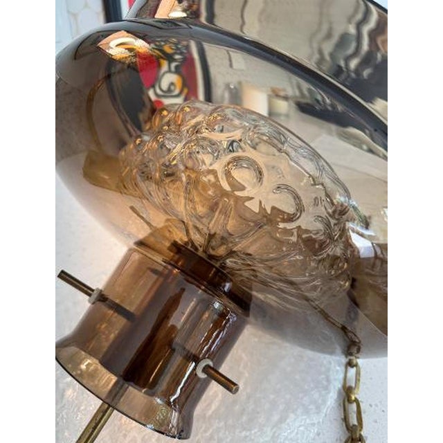 Carl Fagerlund “Neptune” Smoked Glass & Brass Pendant for Orrefors, Sweden, C. 1970 For Sale - Image 15 of 18