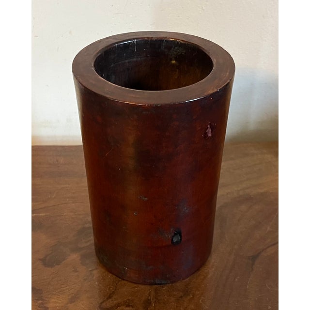 Antique 19rh Century Chinese Carved Wood Brush Pot For Sale - Image 4 of 12