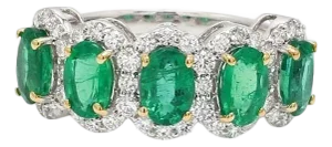 Natural 2.24 cts Zambian emerald & 0.70 cts diamond band gold