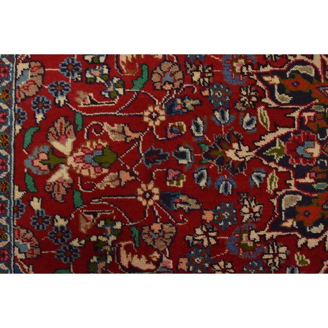 Mashad Rug 9’7” X 12’3” Red Wool Vintage Traditional Hand-Knotted Carpet For Sale - Image 9 of 14