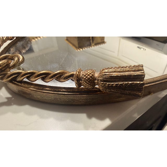Vintage Stylebuilt Hollywood Regency Gilt Tassel 3-Piece Bathroom Vanity Set For Sale - Image 11 of 15