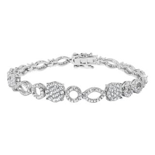 10K White Gold 3.00 Cttw Diamond Link Bracelet For Sale