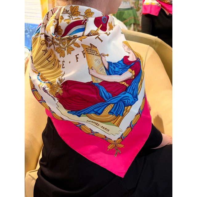 Hermes Silk Scarf "Republiqe Francaise - Liberte, Egalite, Fraternite - 1789" For Sale - Image 9 of 12
