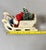 1940s Vintage German Putz Santa in Snowy Sleigh With Bottle Brush Tree For Sale - Image 13 of 15