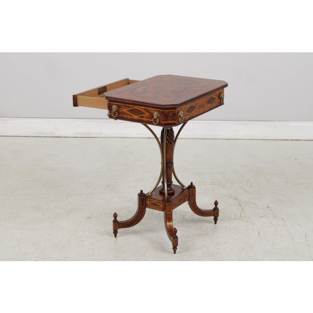 Wood Theodore Alexander Regency Style Mahogany Inlaid Table For Sale - Image 7 of 18