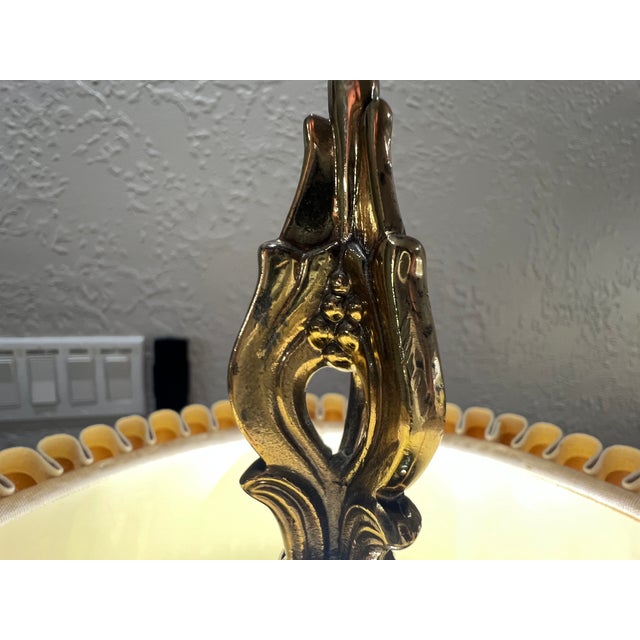 Gold 1970s Mid-Century Modern Rembrandt Brass Bouillotte Floor Lamp With Glass Table For Sale - Image 8 of 15