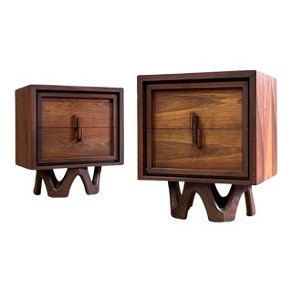 Paul Evans Style Mid Century Modern Brutalist Pair of Nightstands C. 1970s For Sale