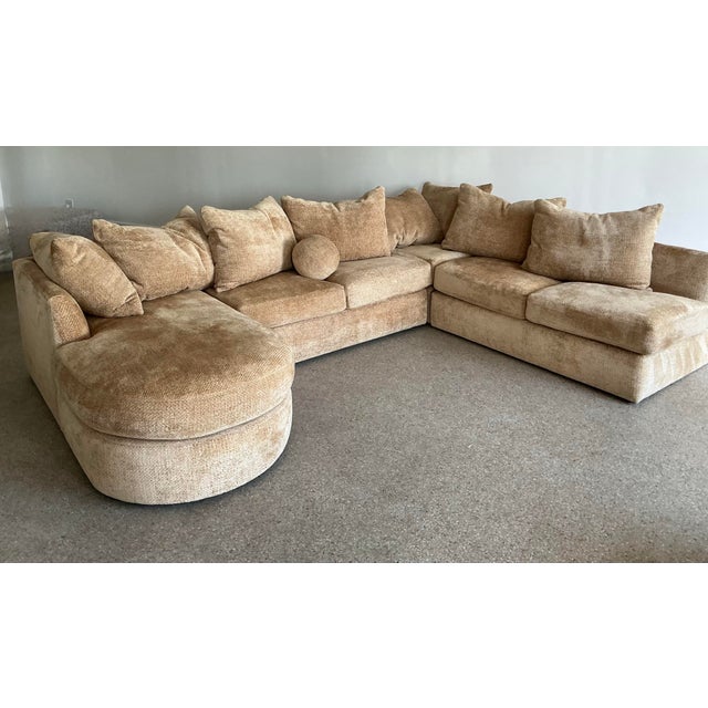 Tan Vintage Kreiss Boucle Chenille Sectional Sofa For Sale - Image 8 of 12