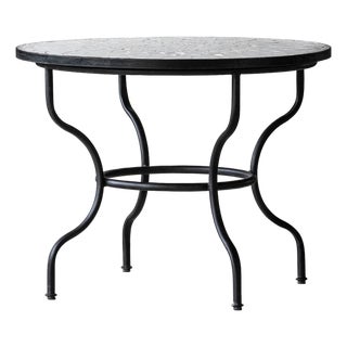 Matthew Izzo Home Zellige Vanilla Tile and Black Iron 40" Round Bistro Table For Sale