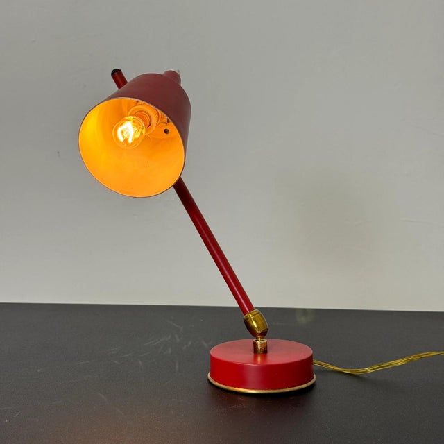 1950s Vintage Red Table Lamp from Stilux Milano, 1950s For Sale - Image 5 of 14