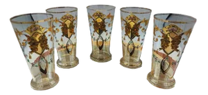 Antique Gilded Glasses, 1890s, Set of 5