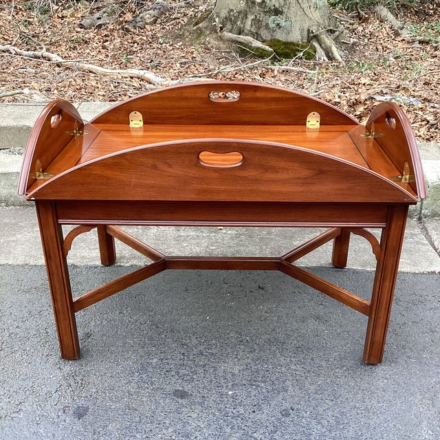 Coffee 1990s Butlers Tray Table by Virginia Galleries for Henkel Harris For Sale - Image 8 of 12
