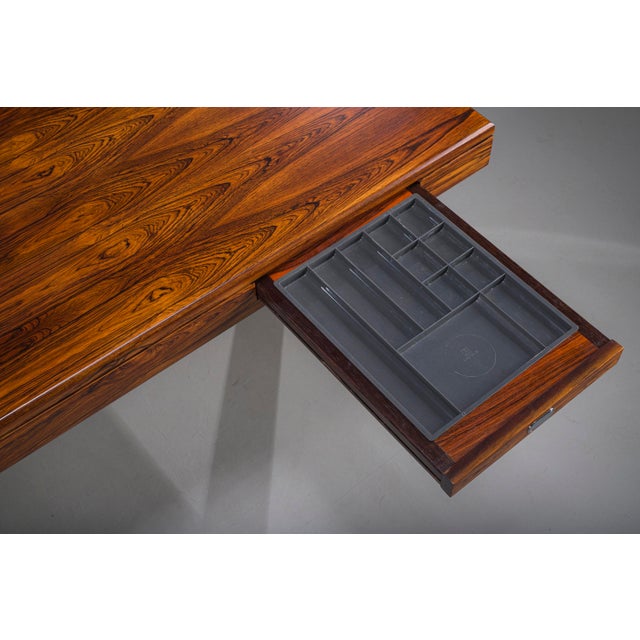 Executive Desk in Fine Hardwood Veneer on Nickel-Plated Steel Legs, 1970s For Sale - Image 17 of 18