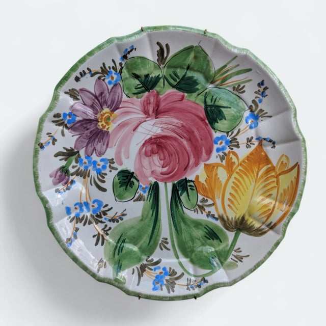 Traditional Vintage Italian Nove Rose Handpainted Botanical Floral Porcelain Ceramic Decorative Plate 13 X 13 For Sale - Image 3 of 11