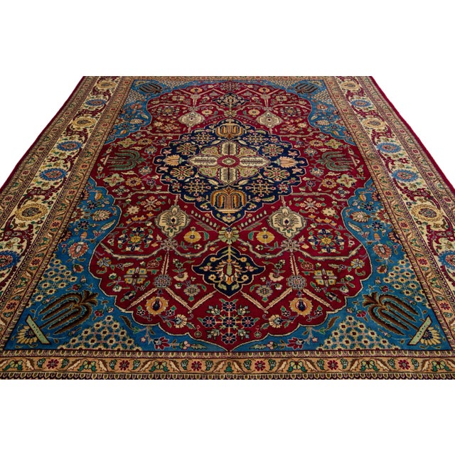 1950s Tabriz Persian Hand-Knotted Wool Rug For Sale In New York - Image 6 of 8