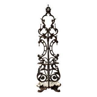 Antique Victorian Ornate Cast Iron Hall Stand with Marble Base, 19th Century For Sale