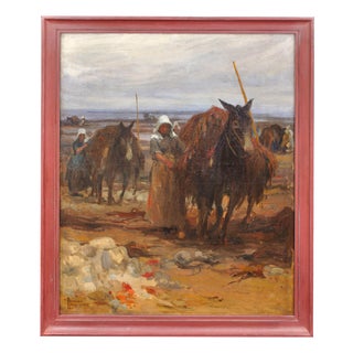 Charles Fouqueray, Seaweed Gatherers in Brittany, 1910, Oil on Canvas, Framed For Sale