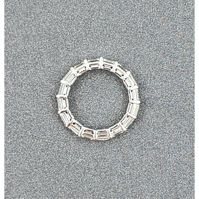 3.86 Ct Emerald Cut East West Eternity Ring Size 6 For Sale - Image 4 of 9