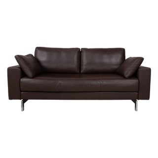 Vida Leather Two-Seater Brown Sofa in Chrome by Rolf Benz For Sale