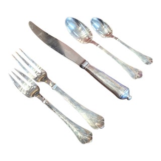 1980s Puiforcat Set of 6 Place Settings Cardinal Pattern For Sale