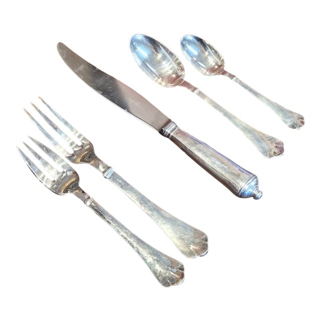 1980s Puiforcat Set of 6 Place Settings Cardinal Pattern For Sale