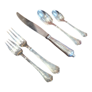 1980s Puiforcat Set of 6 Place Settings Cardinal Pattern