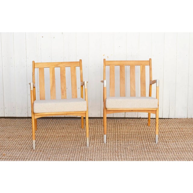 Wood Pair of Mid-Century Style Club Chairs For Sale - Image 7 of 12