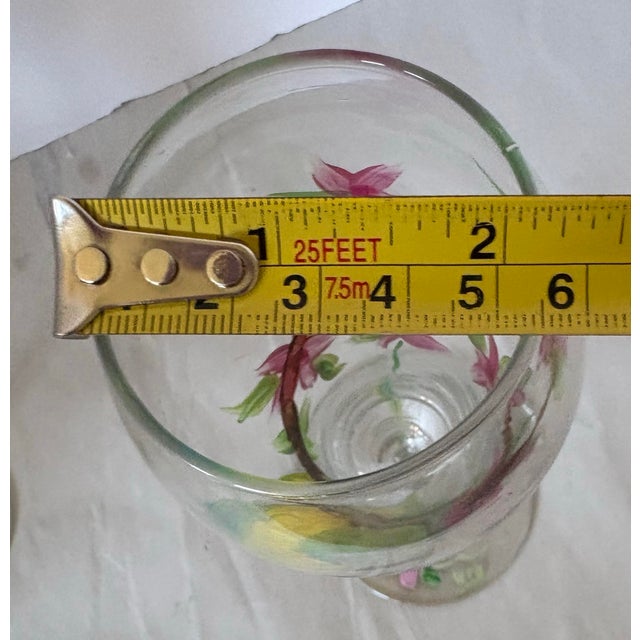 Bright Pink Vintage Hand-Painted Tropical Parrot & Floral Champagne Flutes - Pair For Sale - Image 8 of 9