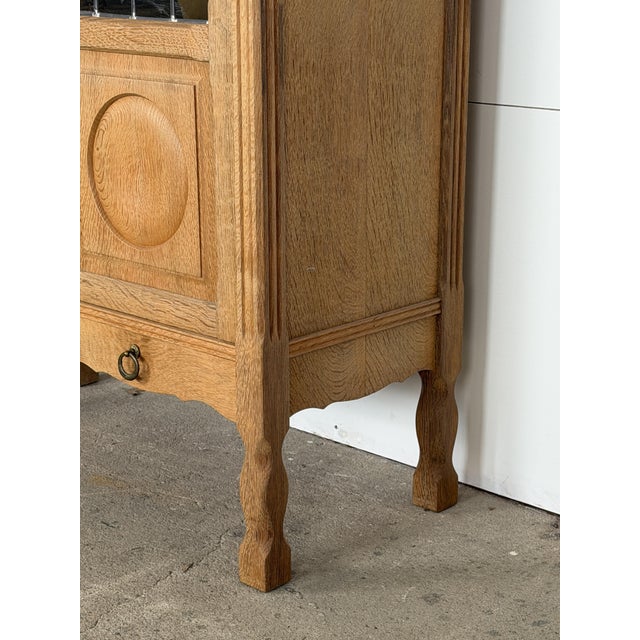 Mid-Century Modern Danish Oak Display Cabinet with Leaded Glass Doors, 1960s For Sale - Image 9 of 14
