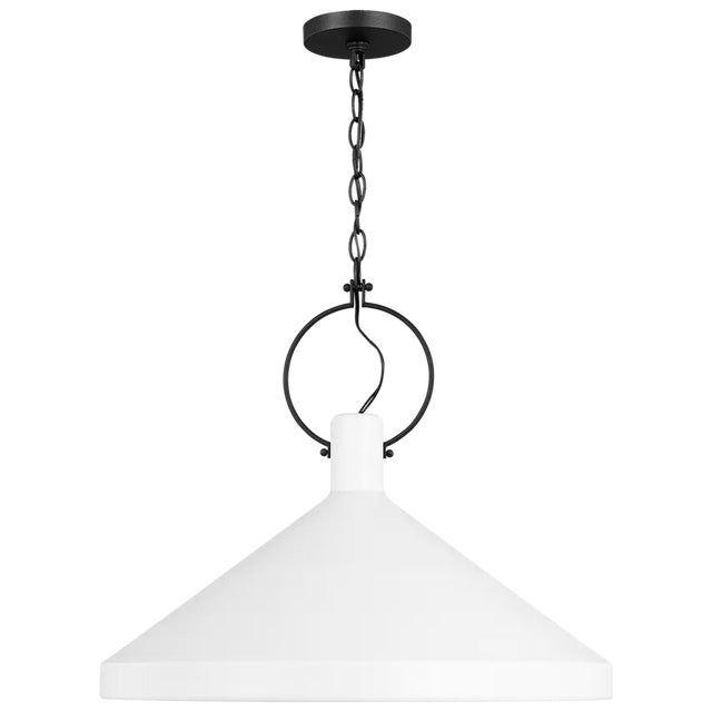 Transitional Suzanne Kasler By Visual Comfort Studio Lyon Large 1-Light Pendant in Matte White For Sale - Image 3 of 3