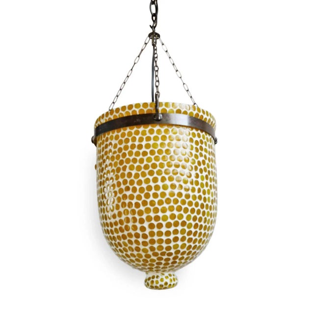 Indian Yellow Mosaic Bucket Pendant Light Small For Sale - Image 3 of 7