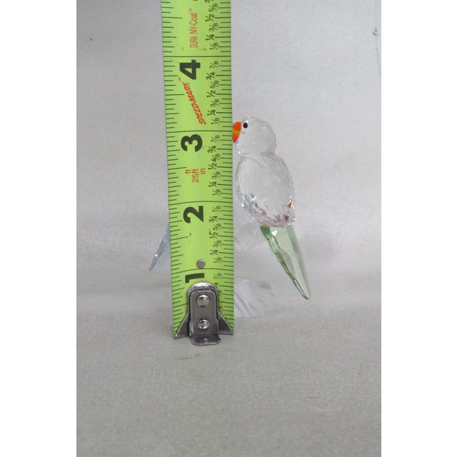 Glass Swarovski Crystal Figurine Pair of Budgies Love Bird Parrots on a Branch 4463b For Sale - Image 7 of 11