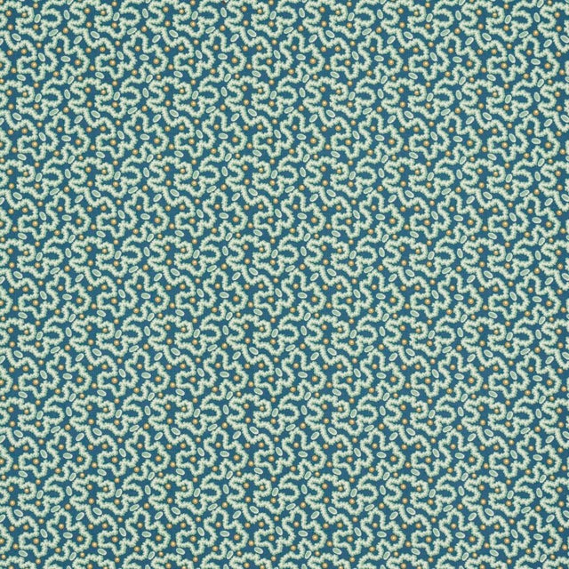 SAMPLE - Schumacher Leonie Vermicelli Fabric In Teal For Sale