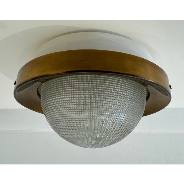 Metal Stilnovo 1960s Italian Mid Century Flush Ceiling Lamp For Sale - Image 7 of 8