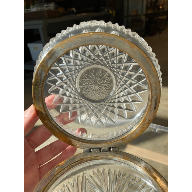 1920s Antique French Cut Crystal Hinged Dresser Box For Sale - Image 9 of 12