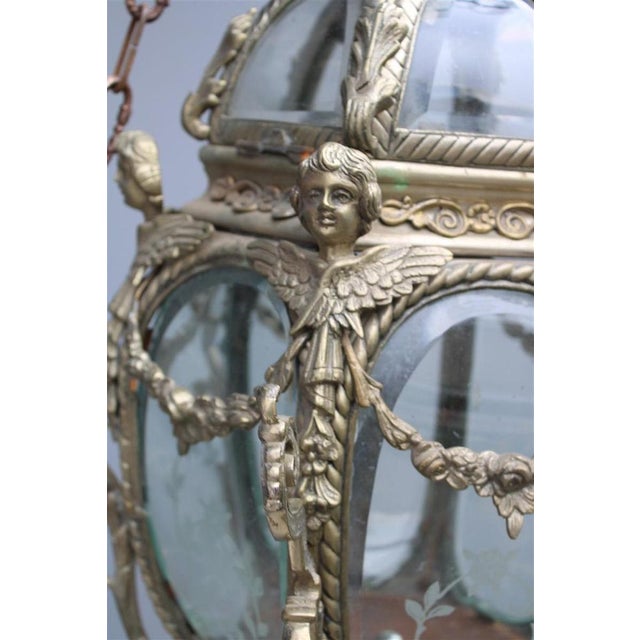Italian Bronze Lantern with Curved Glass, Italy, 1850s For Sale - Image 14 of 18