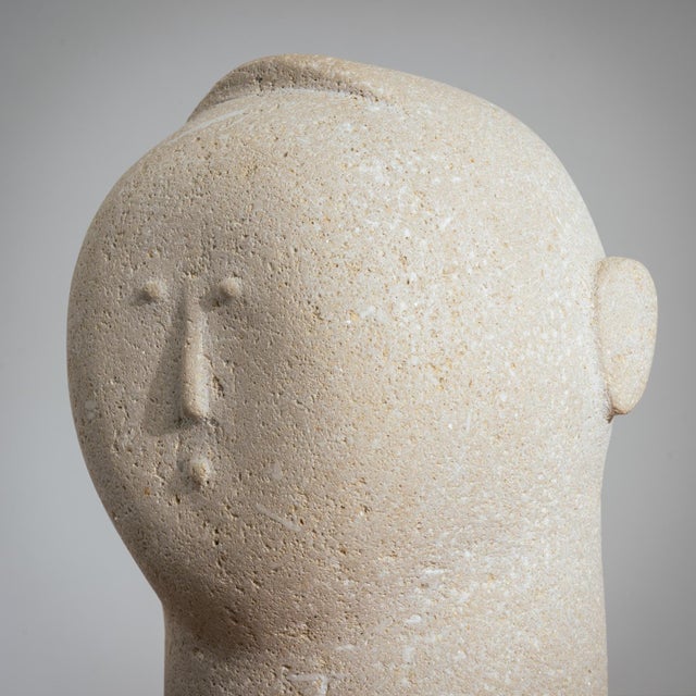 Modernist Male Head Sculpture, 1970s, Sandstone For Sale - Image 9 of 17